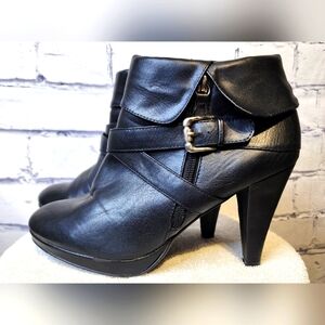 Lane Bryant black boot heels, 10W with side zipper and buckle design